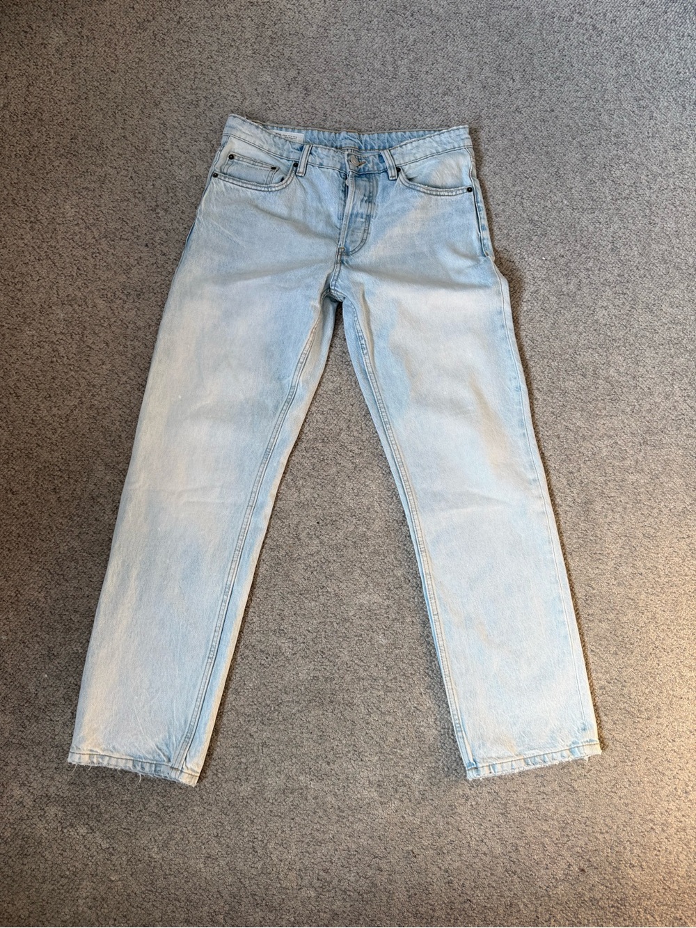 Zara Washed Light Blue Men's Wide Fit Jeans - Men’s USA 32